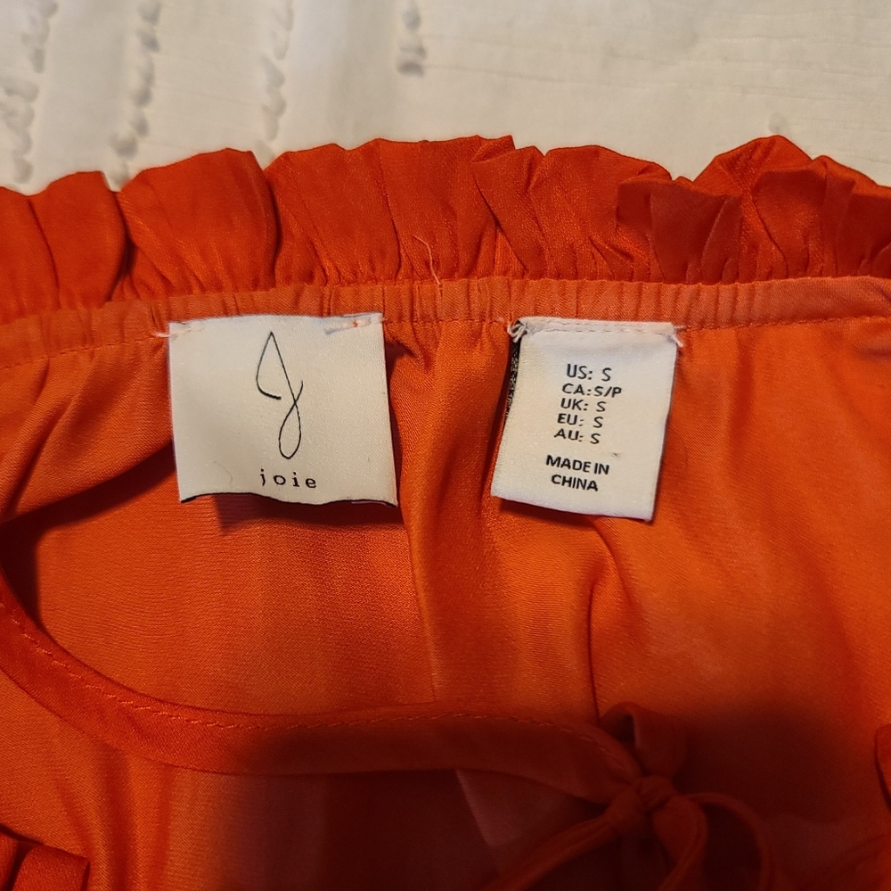 Joie Orange Ruffle Keyhole Dress Small - Picture 4 of 6